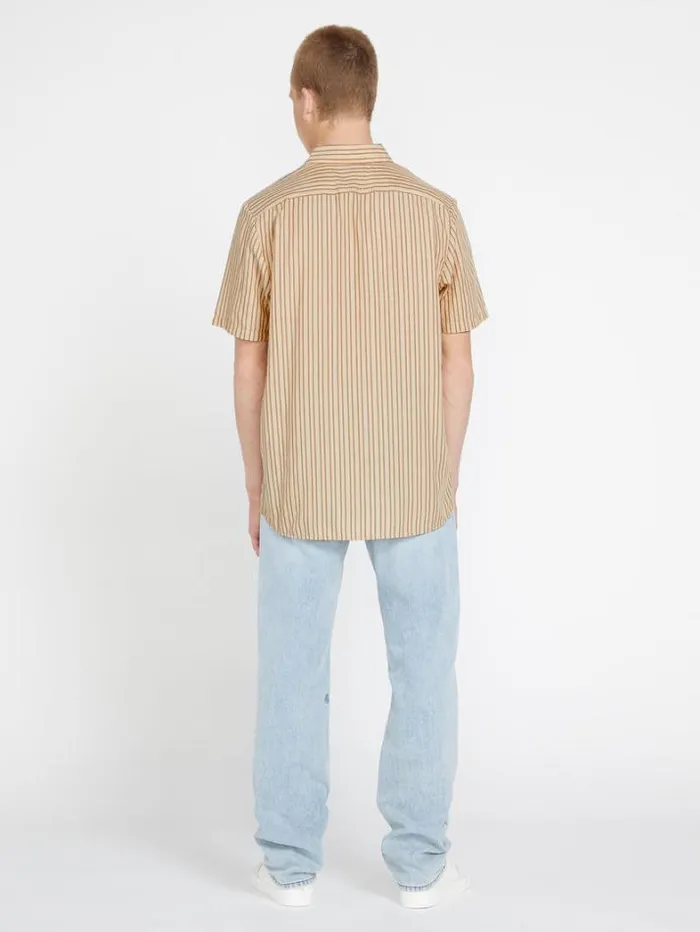 Mens Shirts and Flannels Volcom Barstone Woven Short Sleeve Shirt 8211 Grain