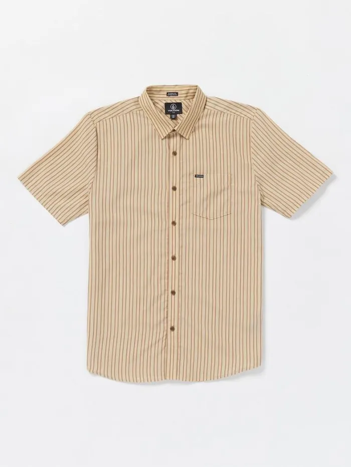 Mens Shirts and Flannels Volcom Barstone Woven Short Sleeve Shirt 8211 Grain