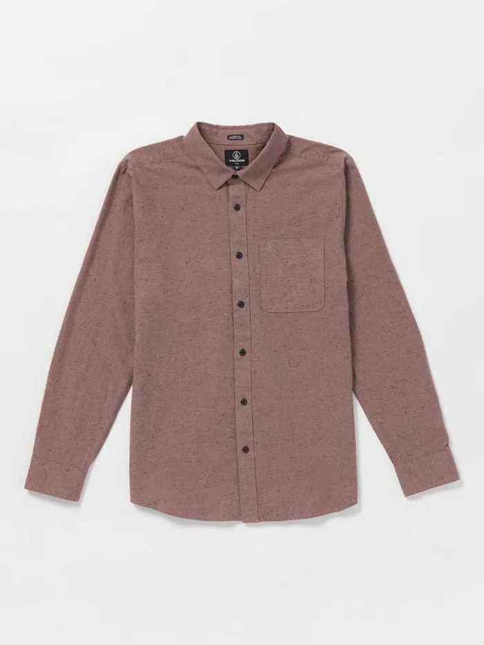 Mens Shirts and Flannels Volcom Date Knight Long Sleeve Shirt 8211 Bordeaux Brown