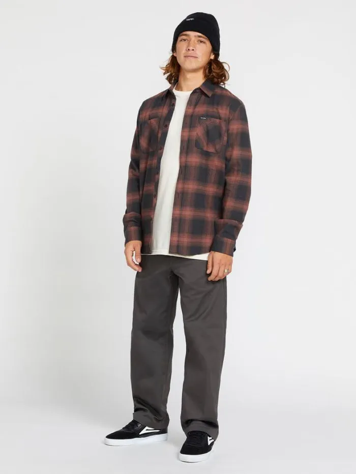 Mens Shirts and Flannels Volcom Netastone Flannel Long Sleeve Shirt 8211 Stealth