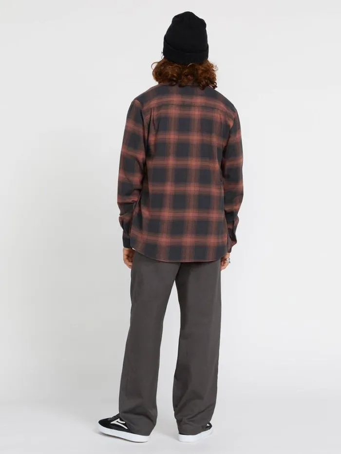 Mens Shirts and Flannels Volcom Netastone Flannel Long Sleeve Shirt 8211 Stealth