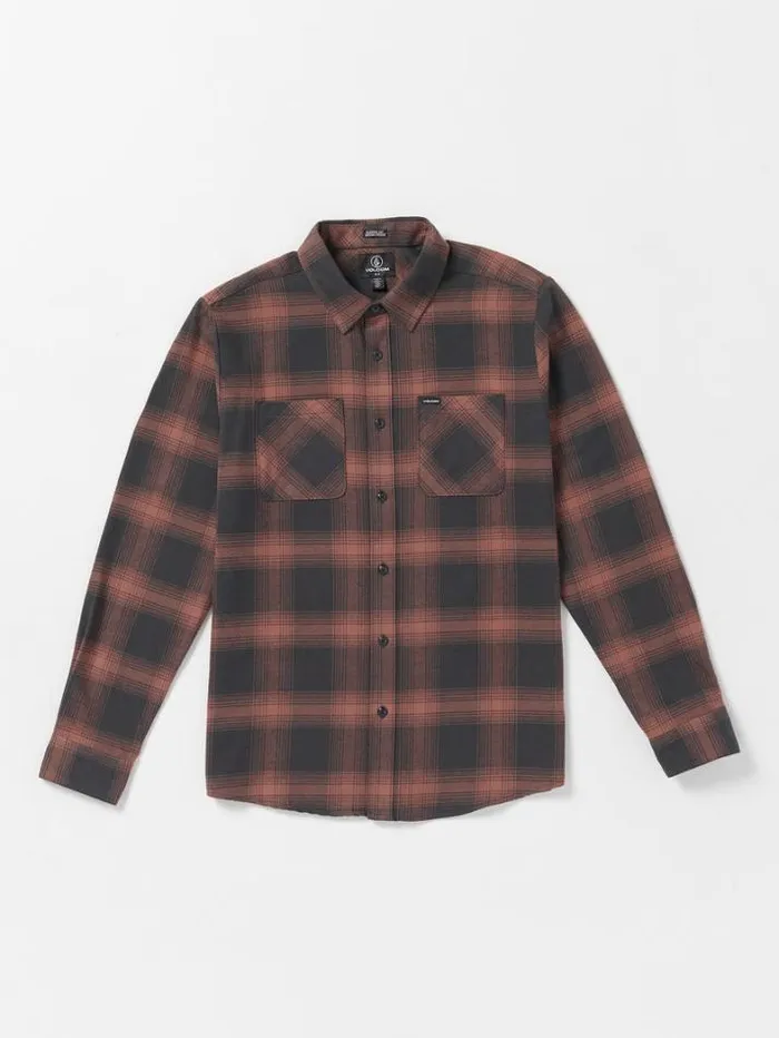 Mens Shirts and Flannels Volcom Netastone Flannel Long Sleeve Shirt 8211 Stealth
