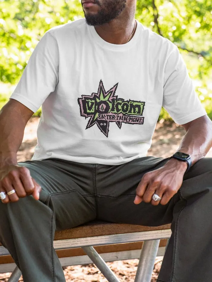 Mens TShirts and Tanks Volcom Entertainment Fat Tony Short Sleeve Tee 8211 Off White
