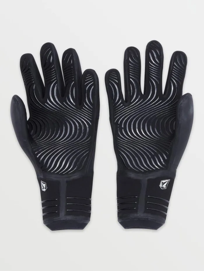 Mens Wetsuits Volcom 3mm 5 Finger Gloves 8211 Black