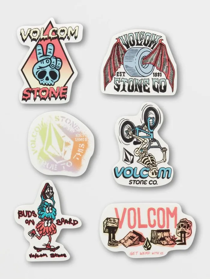 MensWomens Stickers Volcom Trippy Sticker Pack 8211 Assorted