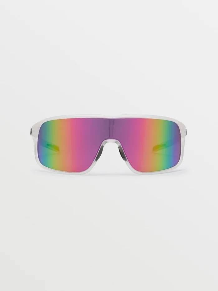 MensWomens Sunglasses Volcom Macho Sunglasses 8211 Matte Trans ClearGray Pink Mirror