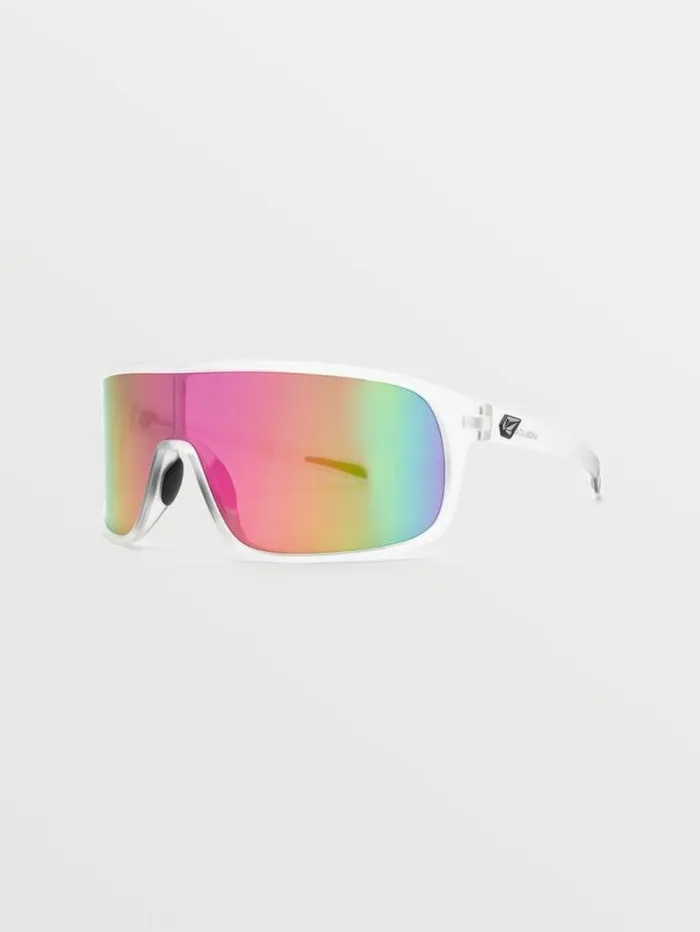 MensWomens Sunglasses Volcom Macho Sunglasses 8211 Matte Trans ClearGray Pink Mirror