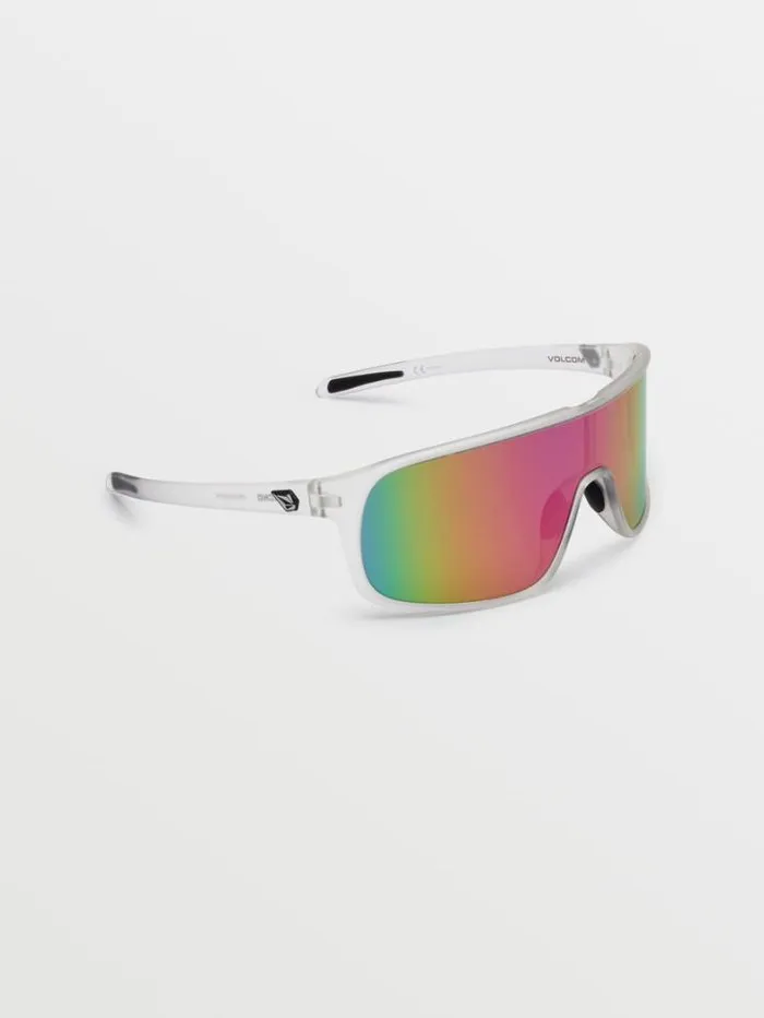 MensWomens Sunglasses Volcom Macho Sunglasses 8211 Matte Trans ClearGray Pink Mirror