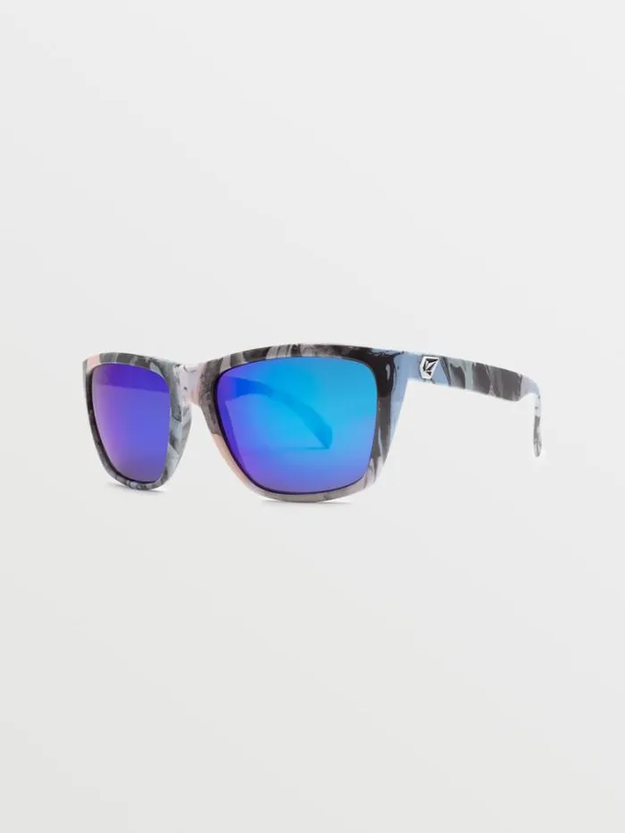MensWomens Sunglasses Volcom Plasm Sunglasses 8211 SkullsBlue Mirror
