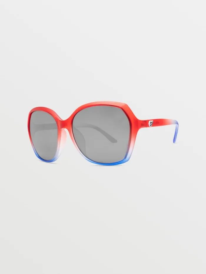 MensWomens Sunglasses Volcom Psychic Sunglasses 8211 Stars and StripesSilver Mirror