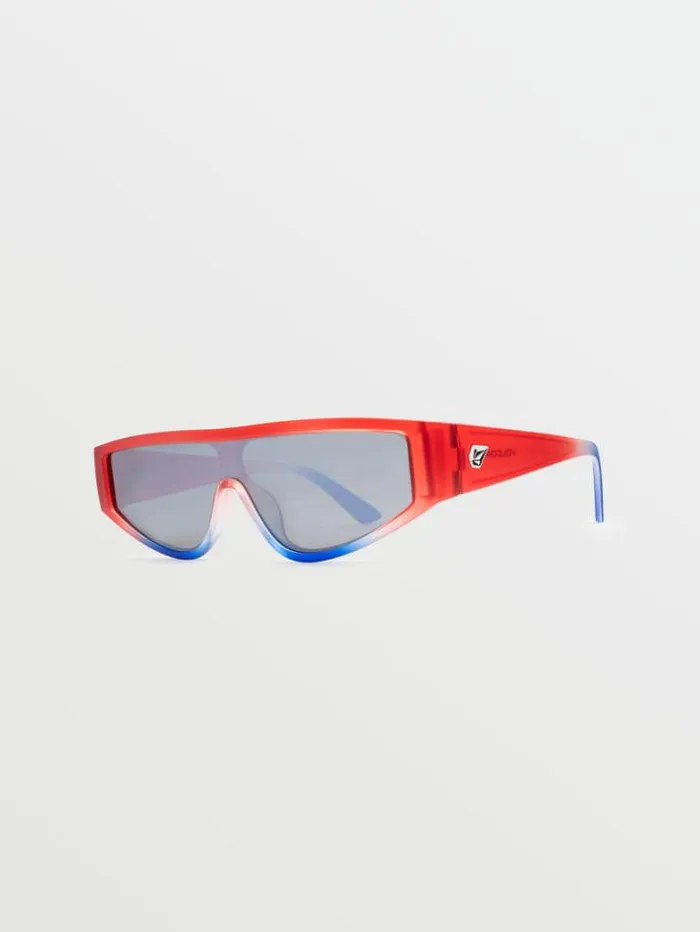 MensWomens Sunglasses Volcom Vinyl Glaze Sunglasses 8211 Stars and StripesSilver Mirror