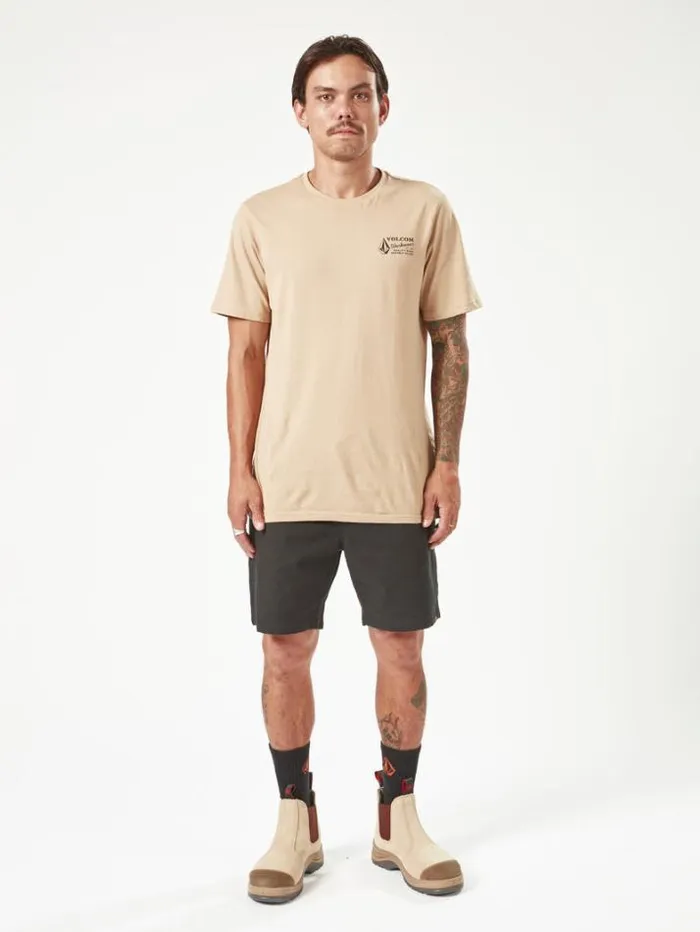 MensWorkwear Shorts Volcom Workwear Caliper Elastic Waist Shorts 8211 Black
