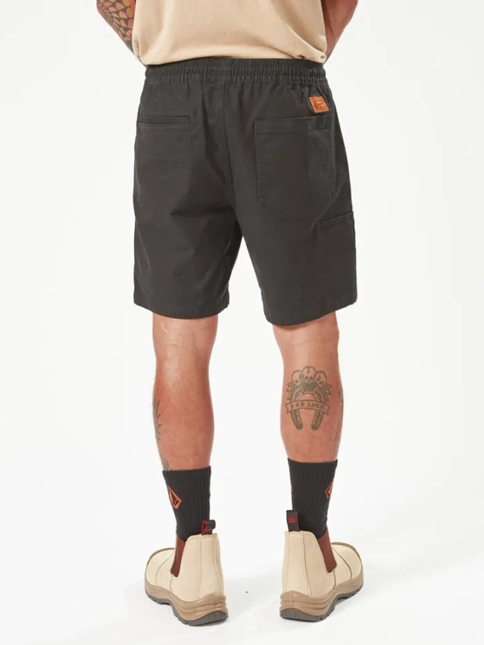 MensWorkwear Shorts Volcom Workwear Caliper Elastic Waist Shorts 8211 Black