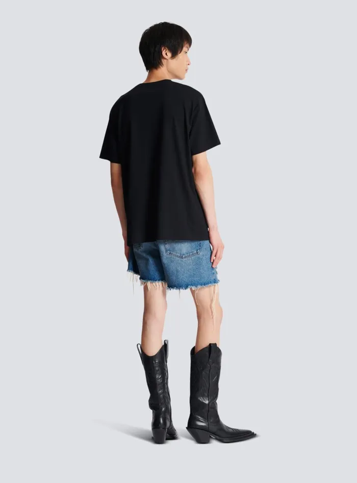 Metallic Flocked Tshirt Gold Men Balmain TShirts