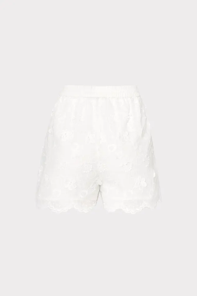 Milly 3D Floral Cotton Eyelet Shorts White Women Swim and Coverups Milly 3D Floral Cotton Eyelet Shorts White Women Swim and Coverups