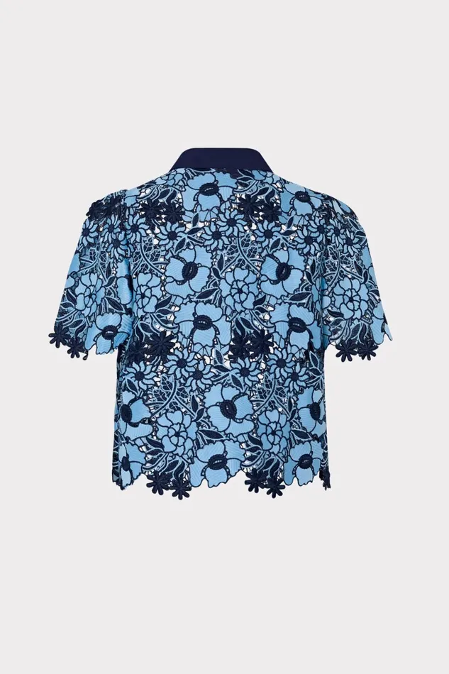 Milly Addison Two Tone Floral Lace Top Bluenavy Women Tops Milly Addison Two Tone Floral Lace Top Bluenavy Women Tops