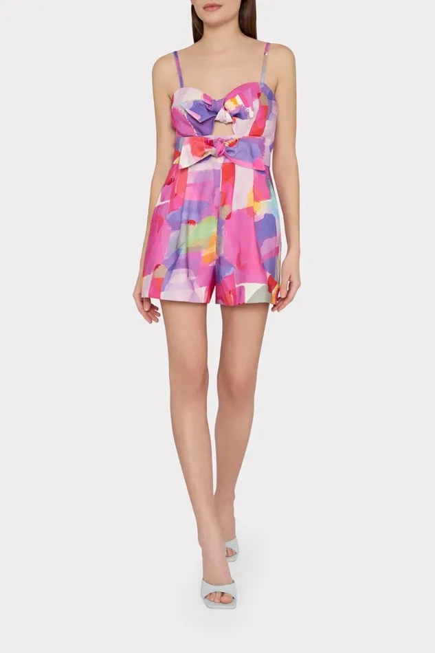 Milly Anya Rainbow Waterfall Romper Multi Women CoverUps Milly Anya Rainbow Waterfall Romper Multi Women CoverUps