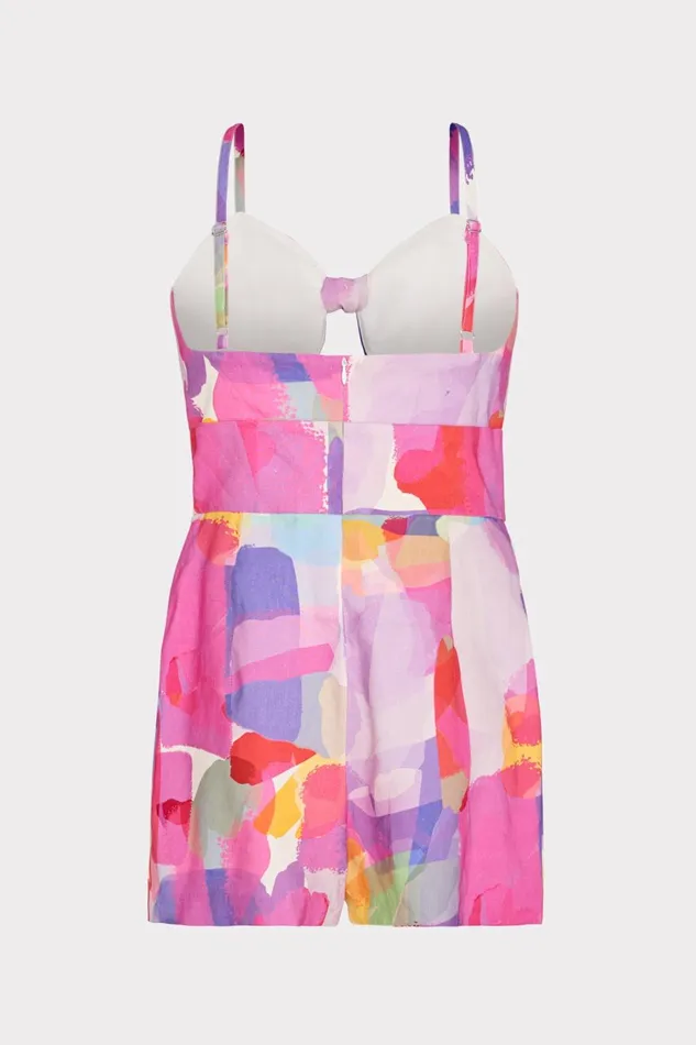 Milly Anya Rainbow Waterfall Romper Multi Women CoverUps Milly Anya Rainbow Waterfall Romper Multi Women CoverUps