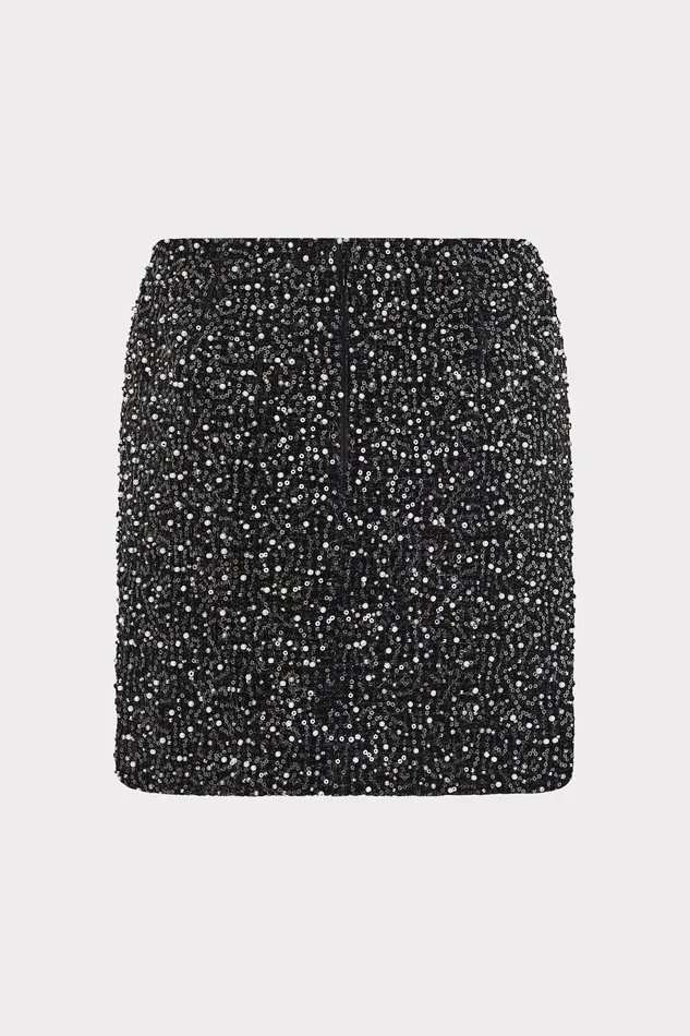 Milly Beaded Tweed Modern Mini Skirt Black Women Matching Sets