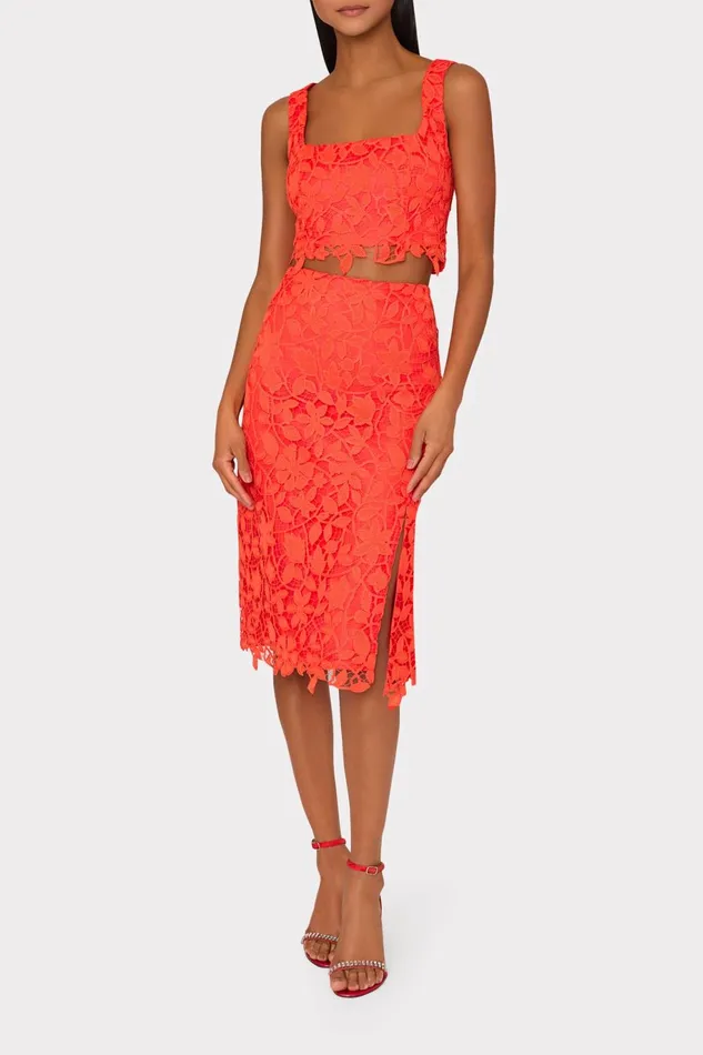 Milly Chay Summer Floral Lace Crop Top Coral Women Tops Milly Chay Summer Floral Lace Crop Top Coral Women Tops
