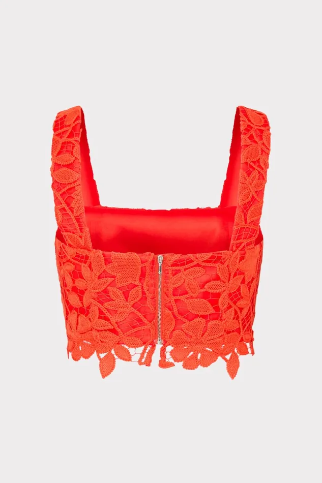 Milly Chay Summer Floral Lace Crop Top Coral Women Tops Milly Chay Summer Floral Lace Crop Top Coral Women Tops
