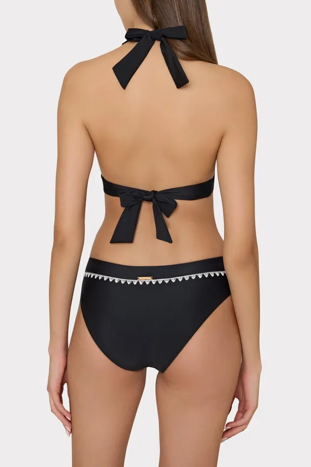 Milly Crochet Stitch Halter Bikini Top Blackwhite Women Swim and Coverups Milly Crochet Stitch Halter Bikini Top Blackwhite Women Swim and Coverups