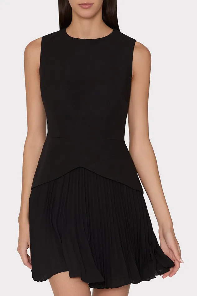 Milly Haddy Pleated Mini Dress Black Women Dresses Milly Haddy Pleated Mini Dress Black Women Dresses