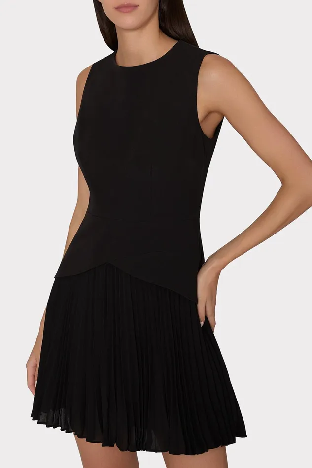 Milly Haddy Pleated Mini Dress Black Women Dresses Milly Haddy Pleated Mini Dress Black Women Dresses