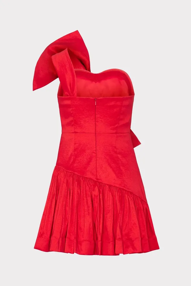 Milly Harley Bow Taffeta Mini Dress Red Women Dresses