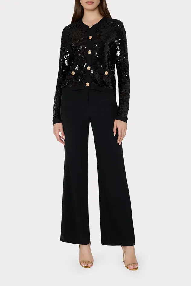 Milly Iman Sequin Knit Cardigan Black Women Coats and Jackets Milly Iman Sequin Knit Cardigan Black Women Coats and Jackets