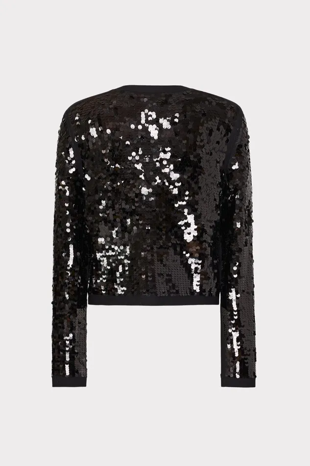 Milly Iman Sequin Knit Cardigan Black Women Coats and Jackets Milly Iman Sequin Knit Cardigan Black Women Coats and Jackets