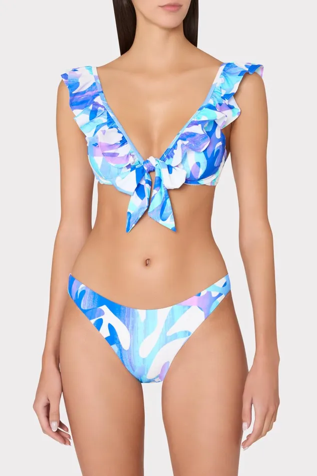 Milly Italian Under The Sea Ruffle Bikini Top Blue Multi Women Swim and Coverups Milly Italian Under The Sea Ruffle Bikini Top Blue Multi Women Swim and Coverups