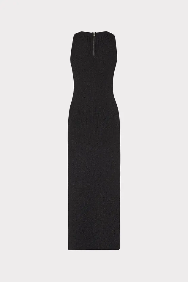 Milly Izel Embellished Halter Knit Midi Dress Metallic Black Women Dresses Milly Izel Embellished Halter Knit Midi Dress Metallic Black Women Dresses