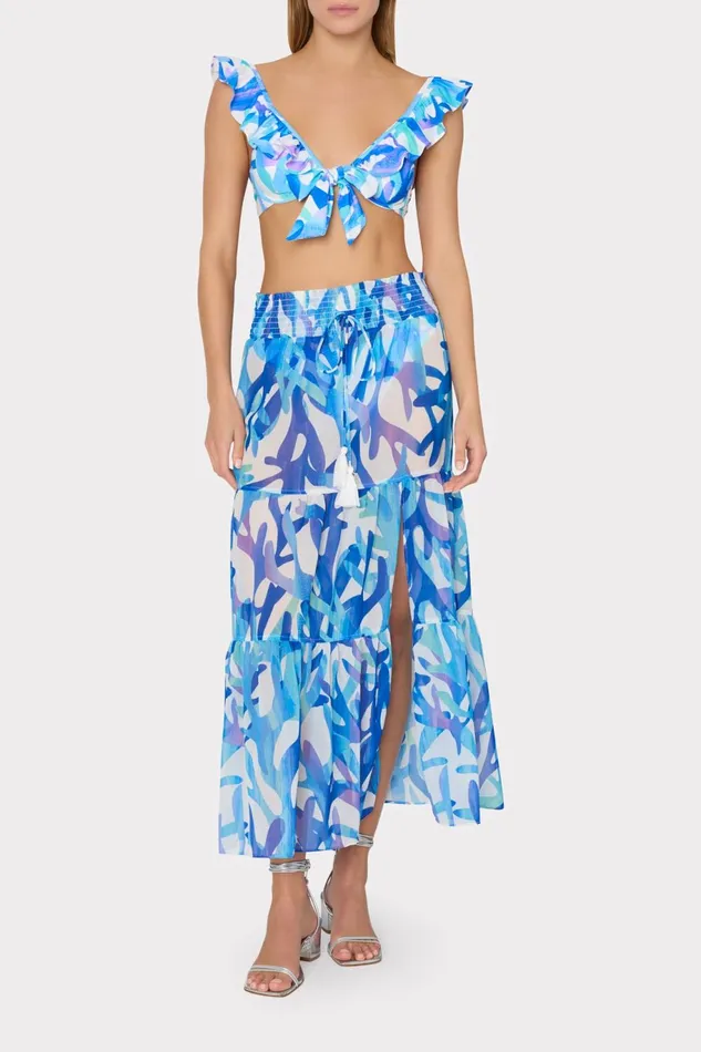 Milly Jem Under The Sea Tiered Chiffon Skirt Blue Multi Women Swim and Coverups Milly Jem Under The Sea Tiered Chiffon Skirt Blue Multi Women Swim and Coverups