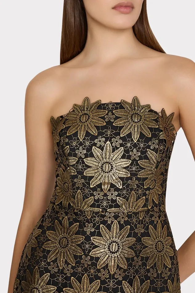 Milly Kait Gold Lace Midi Dress Gold Women Dresses Milly Kait Gold Lace Midi Dress Gold Women Dresses