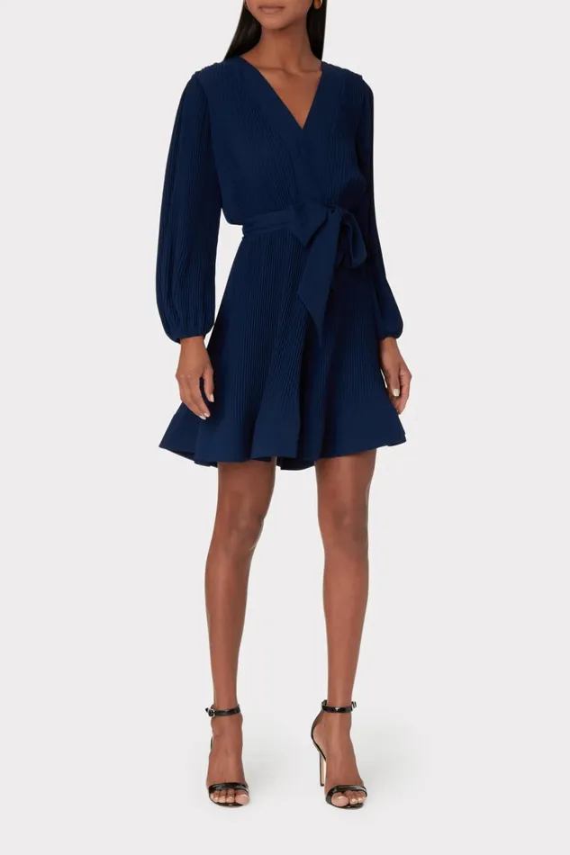 Milly Liv Pleated Dress Navy Women Dresses