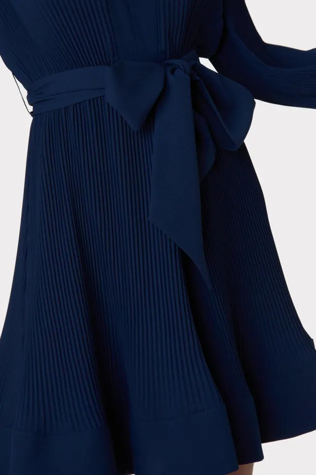 Milly Liv Pleated Dress Navy Women Dresses