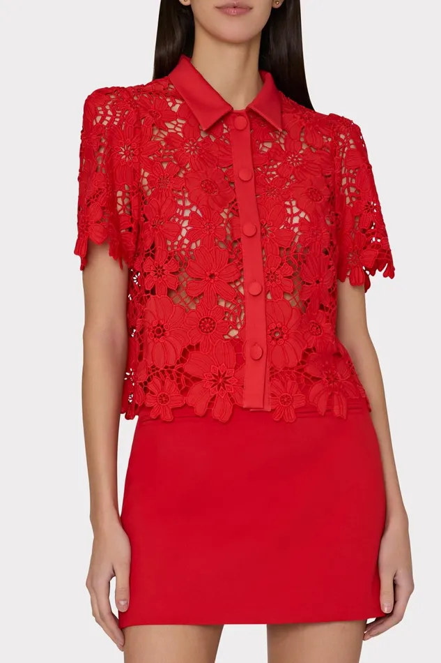 Milly Lizzy Cady Mini Skirt Red Women Skirts