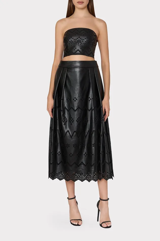 Milly Lois Eyelet Vegan Leather Top Black Women Tops Milly Lois Eyelet Vegan Leather Top Black Women Tops