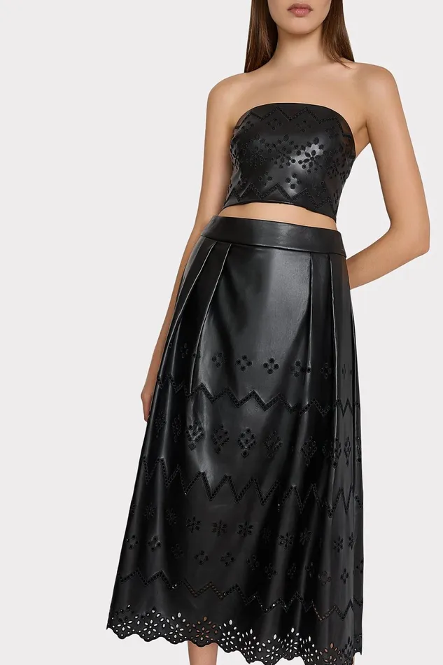 Milly Lois Eyelet Vegan Leather Top Black Women Tops Milly Lois Eyelet Vegan Leather Top Black Women Tops