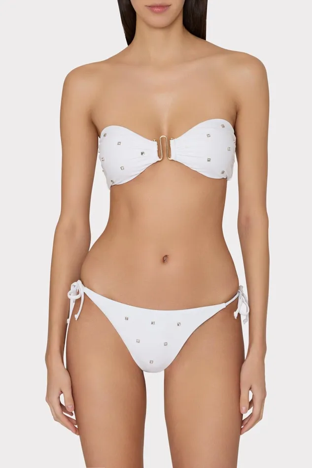 Milly Millie Diamond Heat Set String Bikini Bottom White Women Swim and Coverups Milly Millie Diamond Heat Set String Bikini Bottom White Women Swim and Coverups