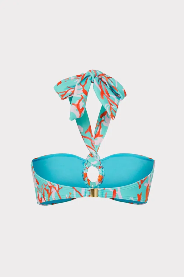 Milly Monique Bandeau Halter Top Aqua Multi Women Swim and Coverups Milly Monique Bandeau Halter Top Aqua Multi Women Swim and Coverups