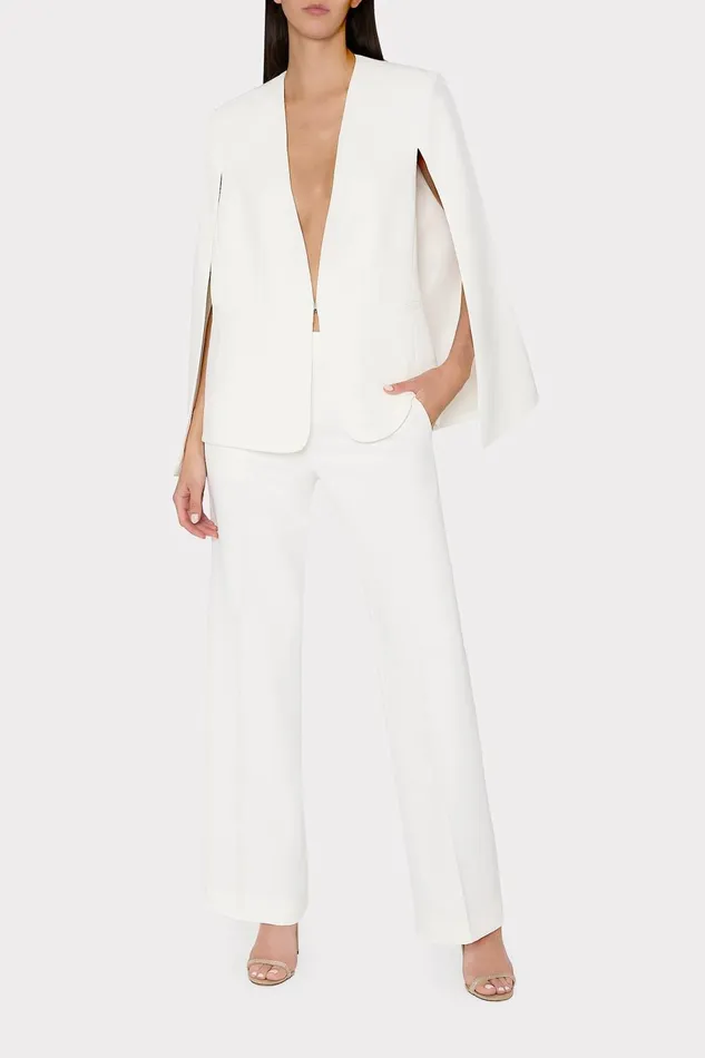 Milly Natia Crepe Pants Ecru Women Matching Sets