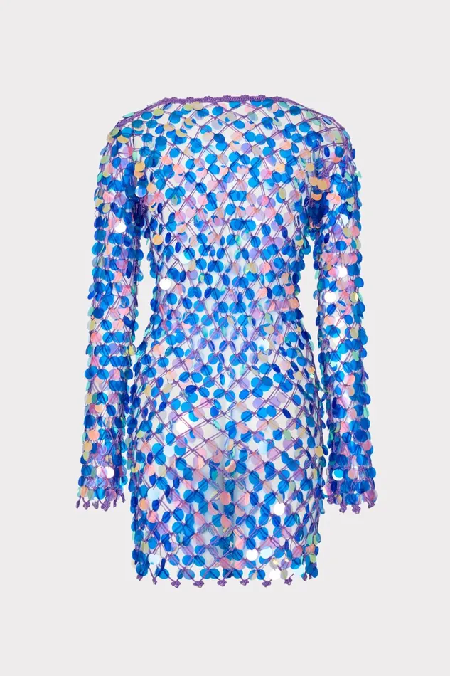 Milly Sequin Crochet Mini Dress Purple Women Swim and Coverups