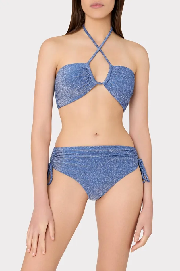 Milly Shimmer Bikini Bottom Blue Women Swim and Coverups