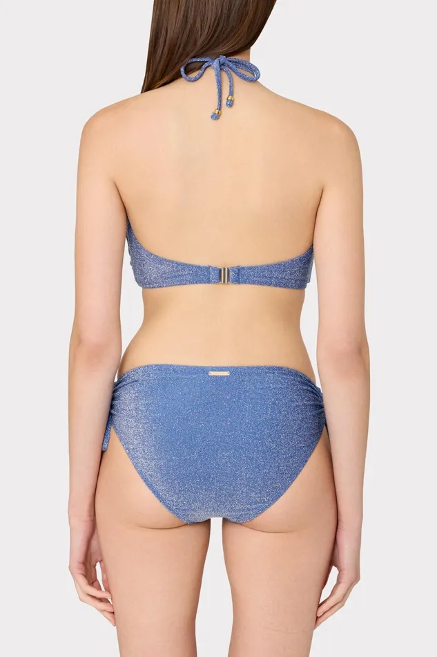 Milly Shimmer Bikini Bottom Blue Women Swim and Coverups