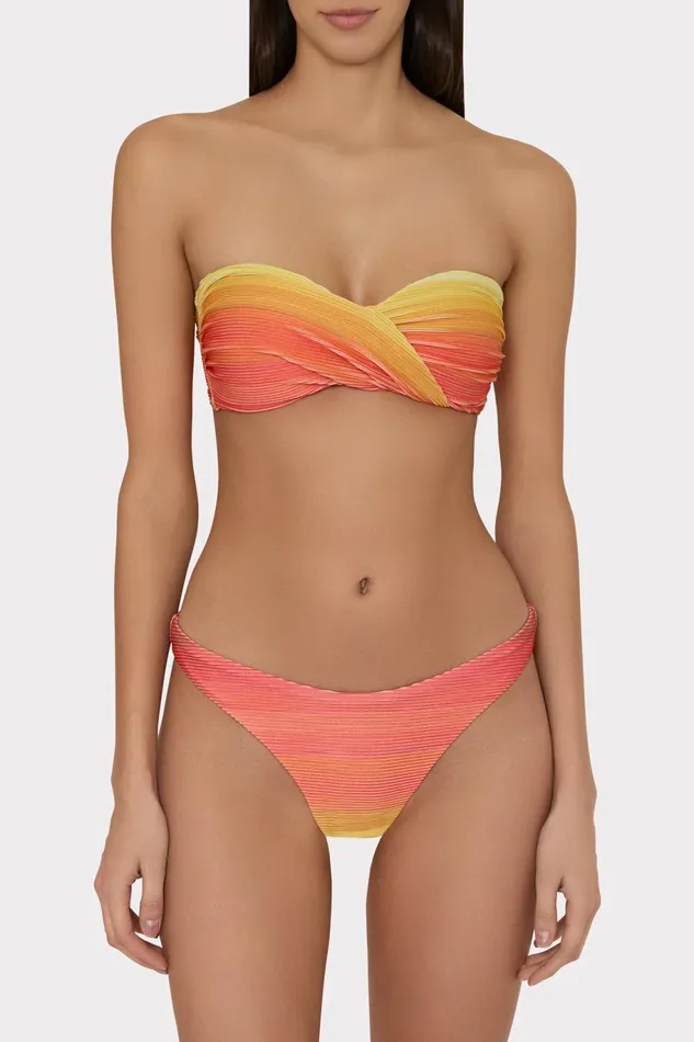 Milly Sunset Stripe Twist Bandeau Top Multi Women Swim and Coverups Milly Sunset Stripe Twist Bandeau Top Multi Women Swim and Coverups