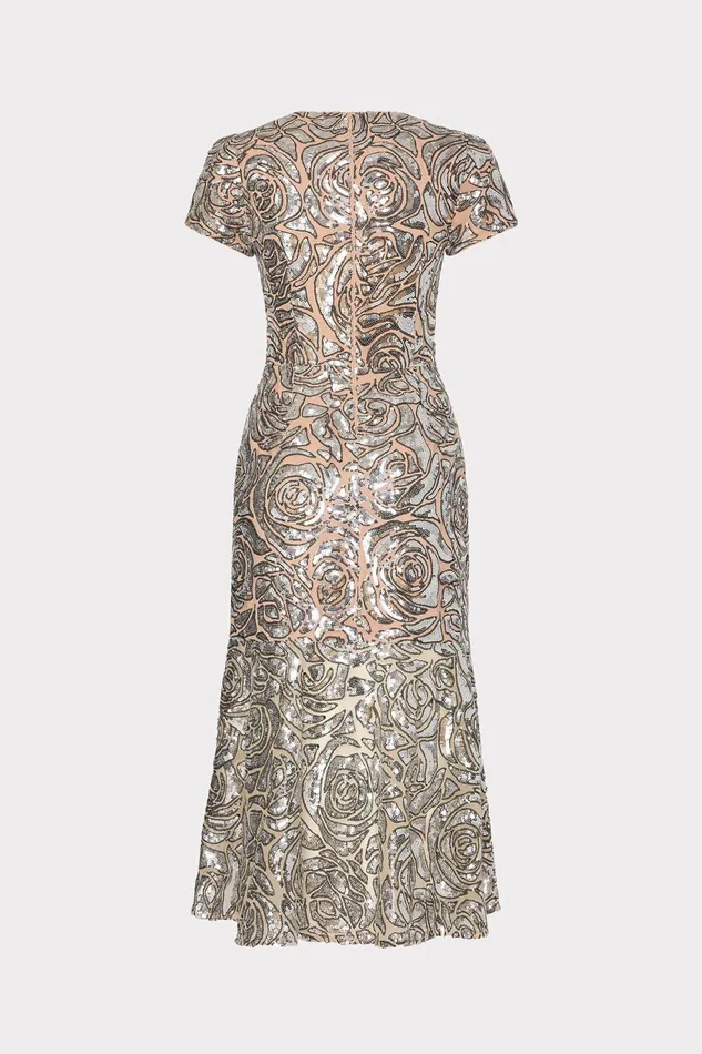 Milly Tahlia Rose Sequins Midi Dress Silver Women Dresses Milly Tahlia Rose Sequins Midi Dress Silver Women Dresses