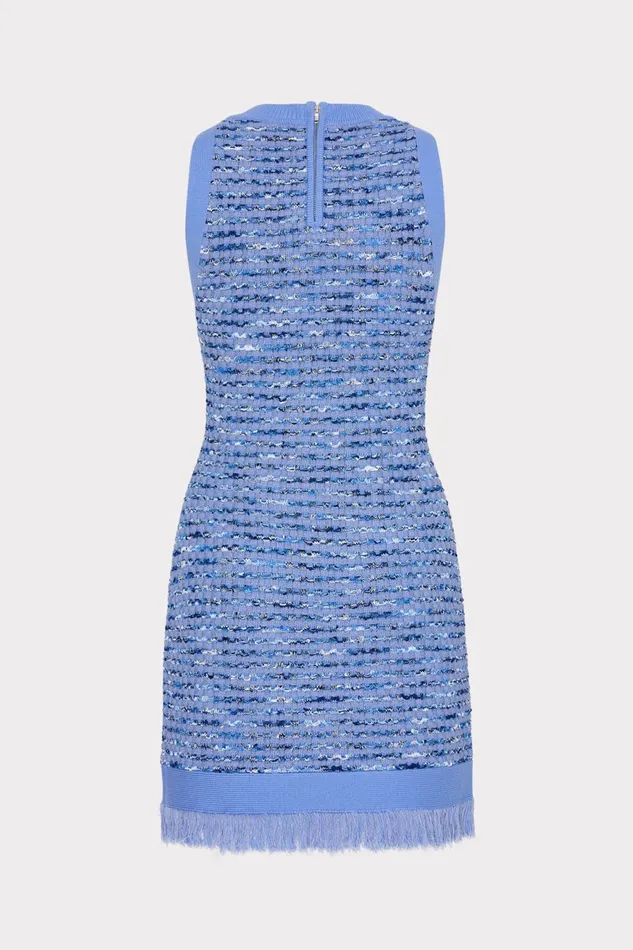 Milly Textured Fringe Knit Mini Dress Blue Women Dresses Milly Textured Fringe Knit Mini Dress Blue Women Dresses