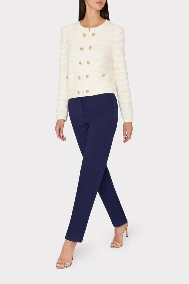 Milly Textured Knit Cardigan Ecru Women Sweaters and Knits